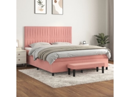 Vidaxl Cama Com Molas/colchão 160x200 Cm Veludo Rosa