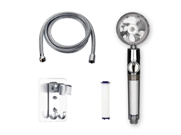 Alta Pressão Chuveiro De Mão Com 1.5m Hose Água Filtro, 360° Rotation Turbo Jato Para Low Água Pressure, Aço Inoxidável Abs, Prateado