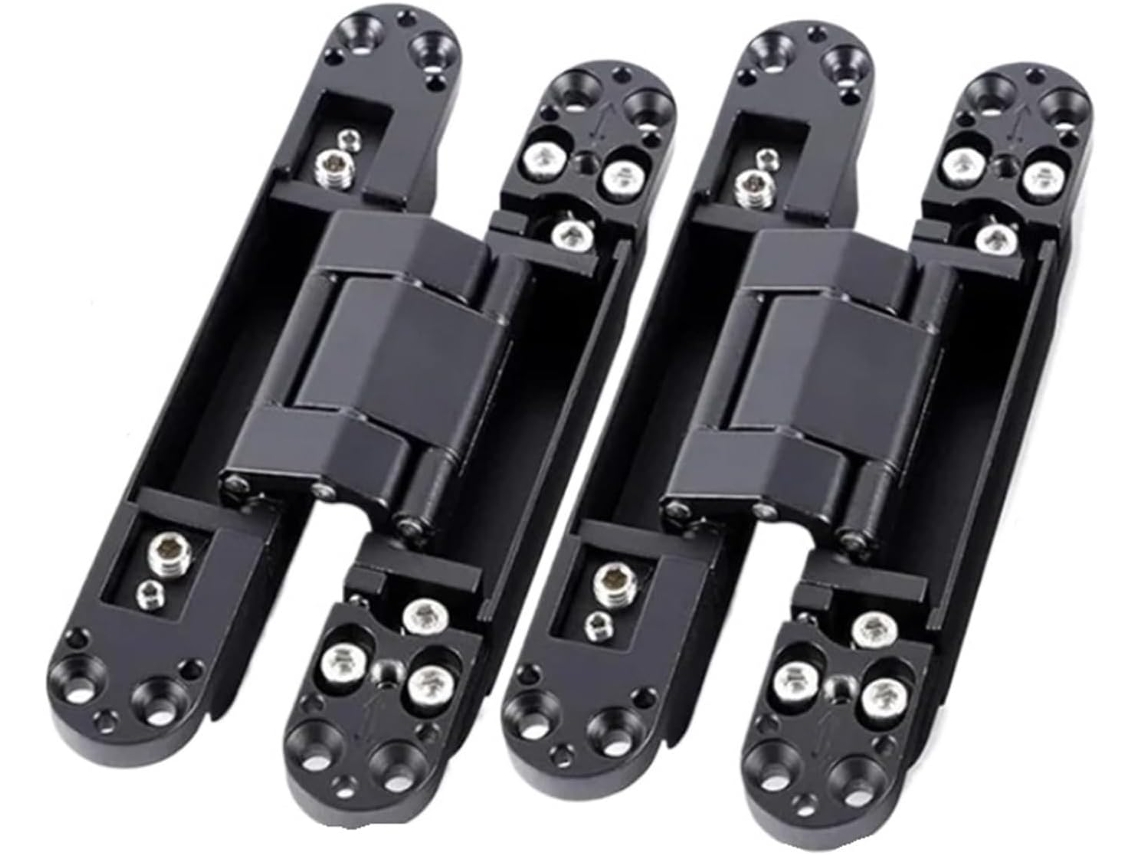 2 Dobradiças De Porta, Ocultas, Ajustáveis, Em Cruz, Para Portas De Madeira Com Abertura Externa 2-unidades, 40kg Pretas