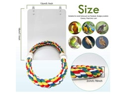 Espelho para Pássaros de 7 com Balanço de Corda, Brinquedo para Gaiola de Papagaio, Brinquedo para Periquito, Papagaio, Canário AQUAFORGE