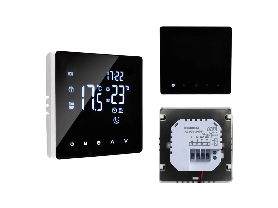 Termostato Inteligente, Tela Touch Lcd, Controle Programável Semanal, Preto Sem Wifi