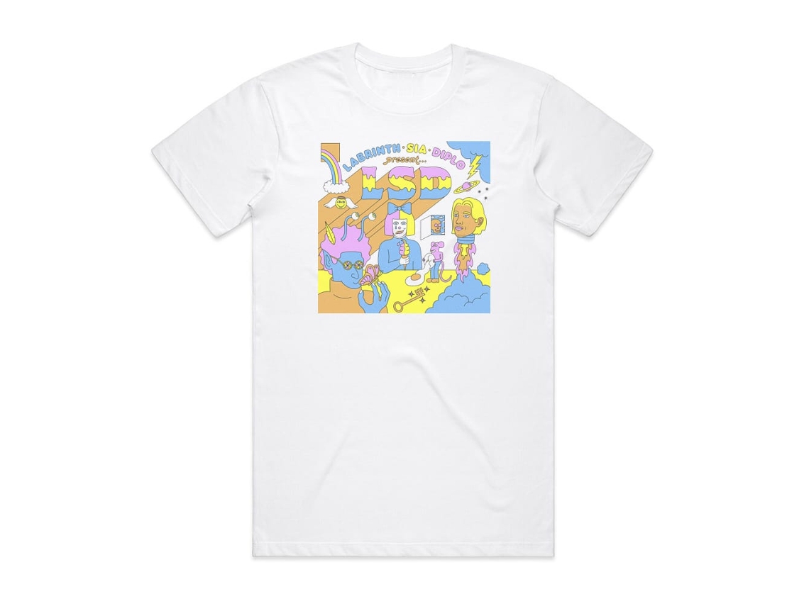 Lsd Labrinth Sia Diplo Present Lsd Album Cover T-shirt White Rockinstonesize-xxxl