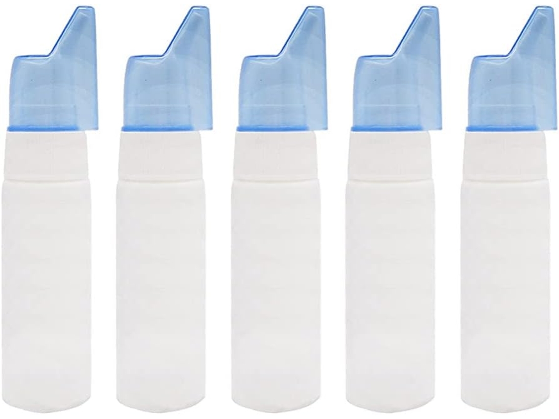 Conjunto De 5 Sprays Nasais Recarregáveis De 70 Ml Com Névoa Fina Em Abs Branco.