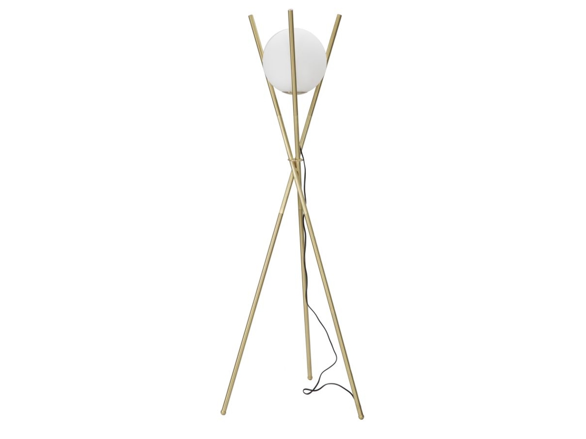 Luminária De Chão Glamy X - Luminária De Chão Com 1 Lâmpada E27 Em Metal Dourado E Esfera De Vidro Branco Ø 55x155 Cm - Design Minimalista E Glamoroso