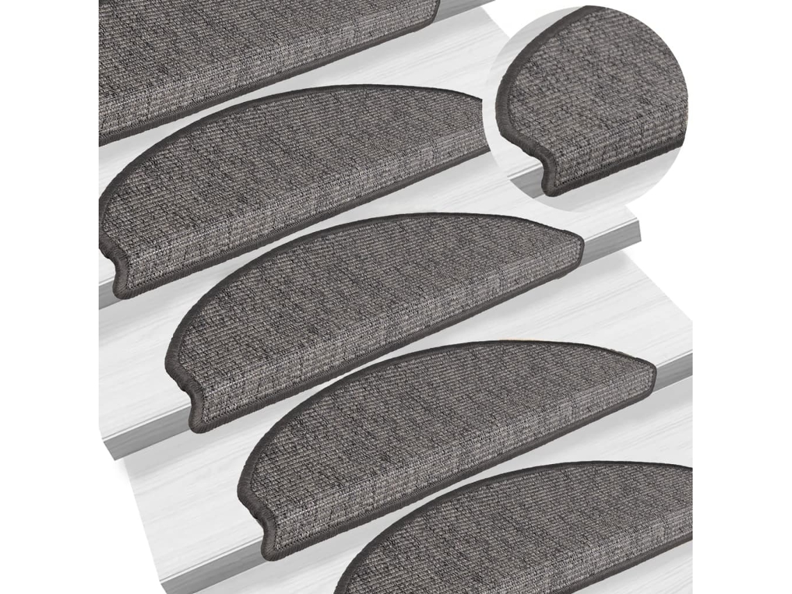 Vidaxl Tapetes De Escada 15 Peças 65x21x4 Cm Bege E Cinza Semicircular Grande