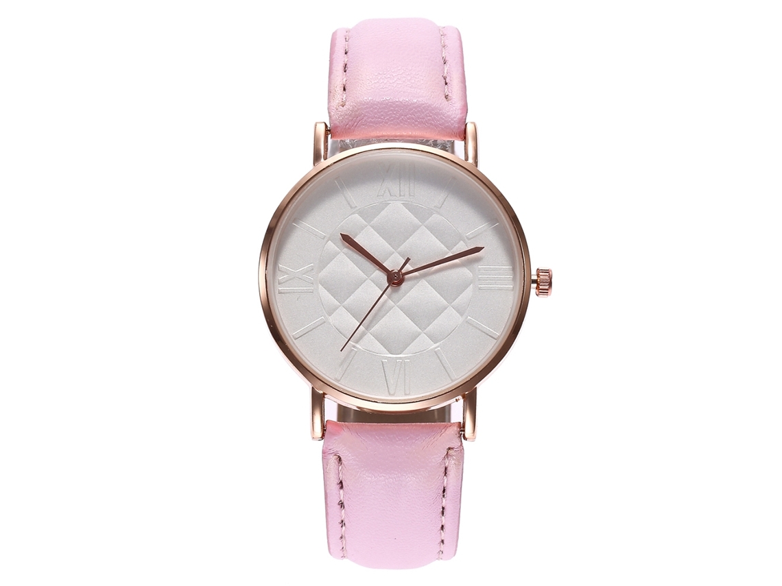 Reloj Analógico De Cuarzo Unisex Con Correa Pu Rosa Para Negocios