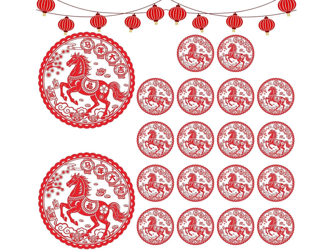Adesivos Estáticos Para O Ano Novo Chinês - 20 Folhas De Decorações Festivas |