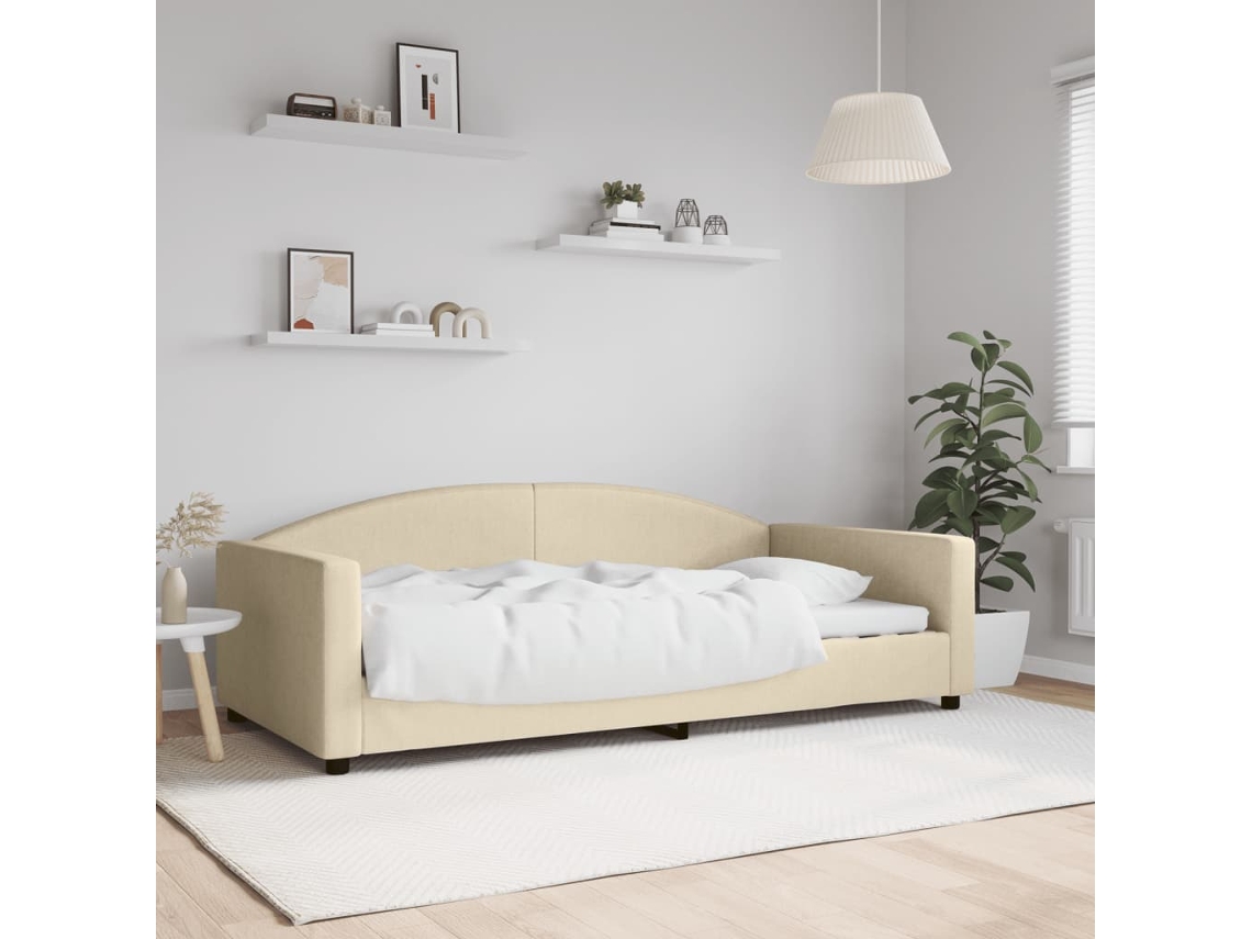 Vidaxl Sofá-cama 100x200 Cm Tecido Cor Creme