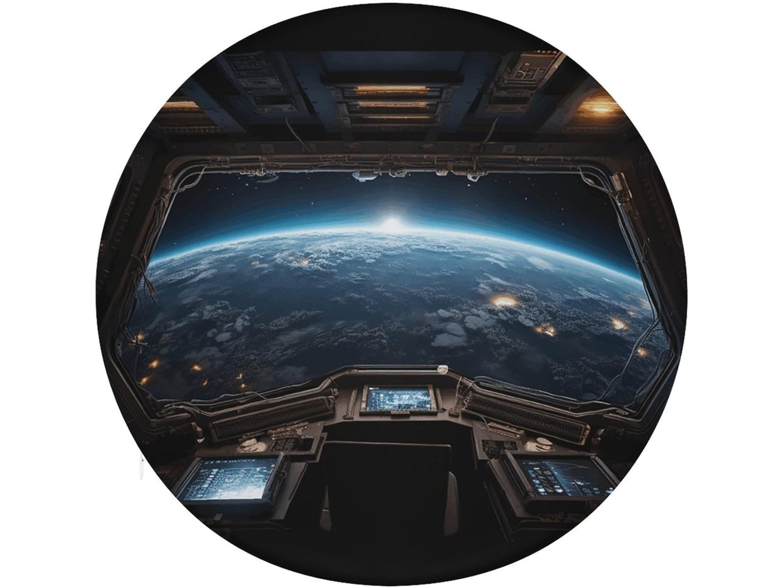 Almofada Redonda De Espuma Viscoelástica Algodão, Com Estampa De Espaço Sideral A Partir Uma Nave Espacial, Almofada