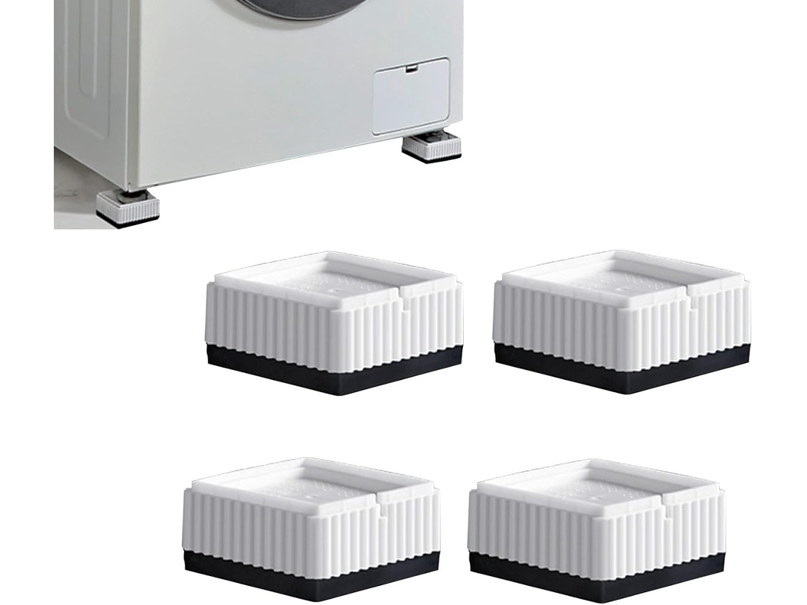 Pés Antivibração 4x Quadrados para Móveis, Elevadores de Mesa, Pés de Móveis Empilháveis, Elevadores para Máquina de Lavar Roupa BRILVIBERA