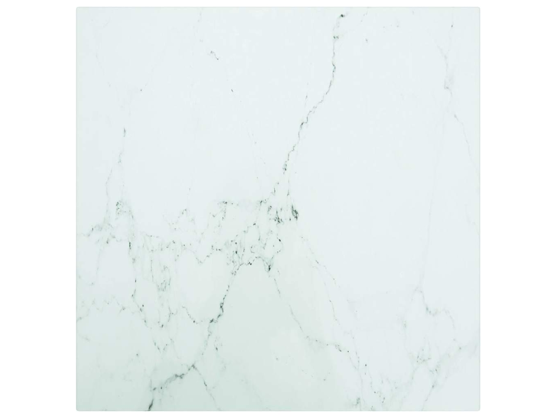 Vidaxl Tampo Mesa 40x40 Cm 6 Mm Vidro Temperado Design Mármore Branco