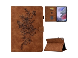 Capa Protetora Compatível Com Samsung Galaxy Tab A7 Lite 8.7 Polegadas T220/t225, Em Couro Pu Estampa De Borboleta E Flor Relevo D Tuotuo