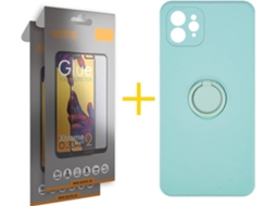 Capa + 2 Películas para iPhone 11 Pro Max ACCETEL Verde Água
