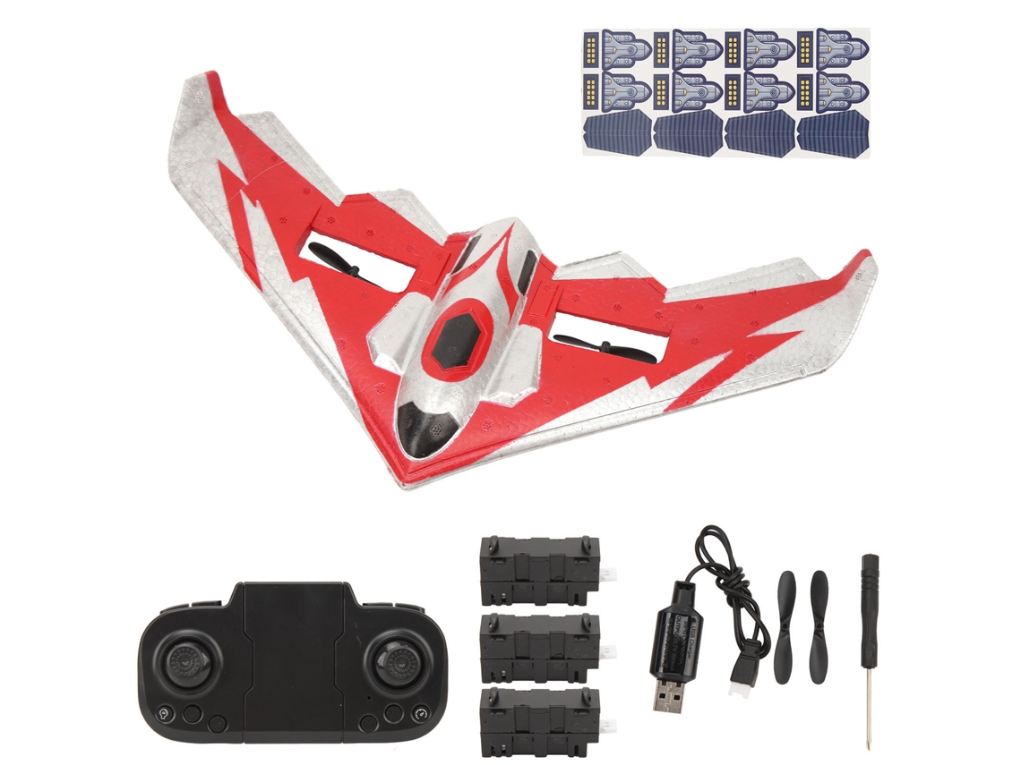 Kit De Avião De Controle Remoto Epp Com Luz Led Para Iniciantes Adultos Crianças Vermelho 3 Baterias