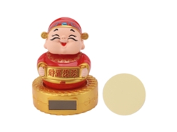 Estátua Baok de Cai Shen Solar com Cabeça Móvel, Escultura Decorativa Chinesa de Feng Shui para Carro