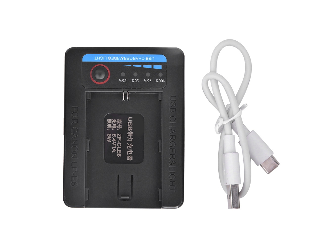Usb Charger Charging With Led Fill Light For Canon Lp E6 Battery 6000k 3 Brightness Mode Type C Charge Jack LAXISCREED