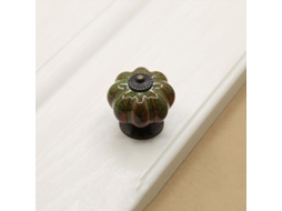 Juego de 2 Tiradores de Cerámica Calabaza, Mango de Mueble Vintage Con Estampado Leopardo Verde