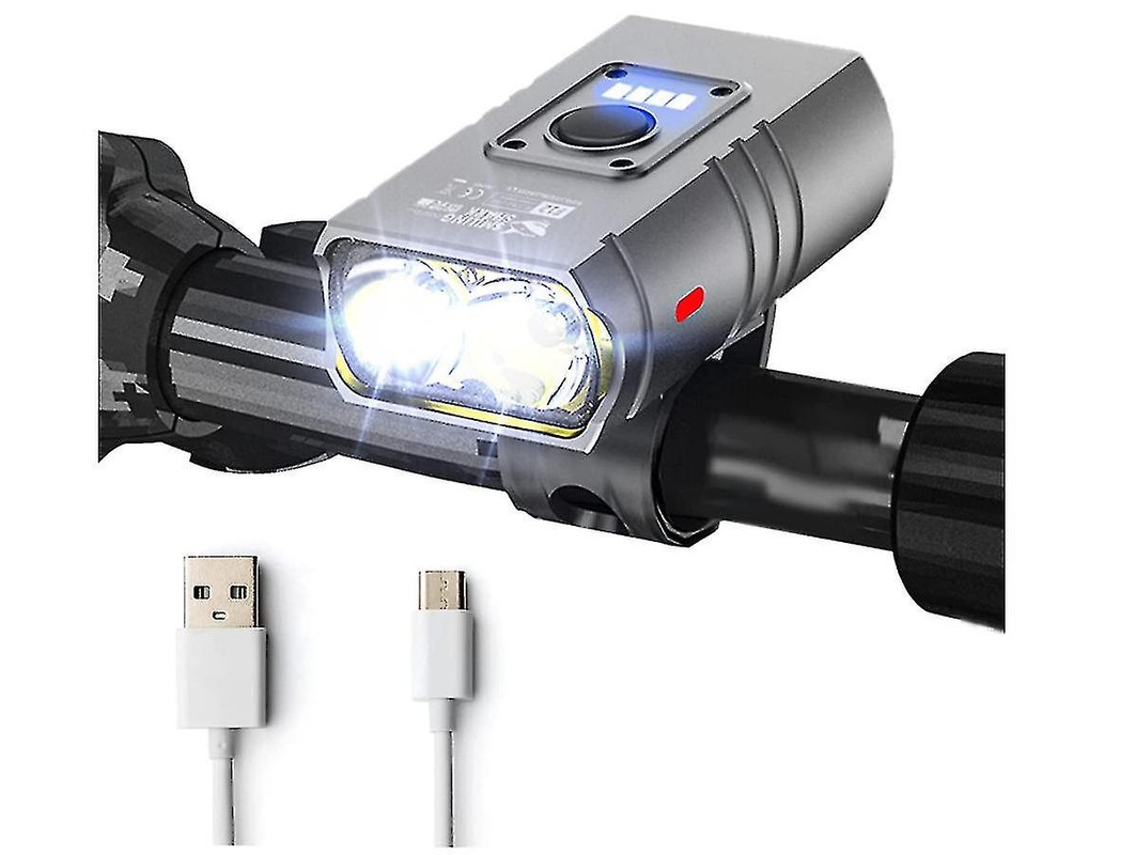 Carregador Luz Dianteira Bicicleta Modos Lúmens Usb Recarregável Yizhood Preto