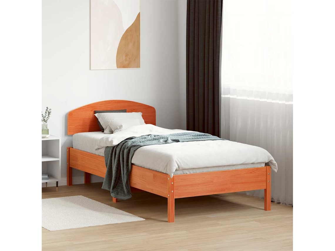 Vidaxl Cama Sem Colchão 75x190 Cm Madeira De Pinho Maciça Castanho-mel