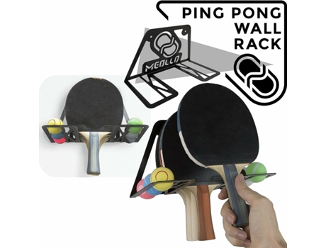 Suporte de Parede para Pás de Pingue-Pongue MEOLLO 20 X 15 X 15 Cm Preto 20 X 15 X 15 Cm