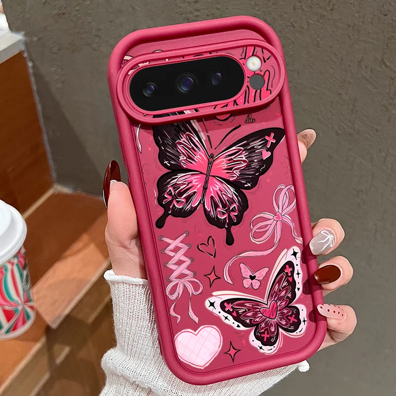 (bordô) Capa Para Celular Google Pixel 7 Pro Com Estampa De Borboleta Rosa, Feita De Tpu Macio E Resistente A Impactos.