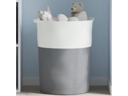 Vidaxl Cesto De Arrumação Ø49x65 Cm Algodão Cinzento E Branco
