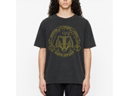 Rockinstone Harry Potter Minimalist Hufflepuff Mascot Outline Black T-shirt Size:xxl