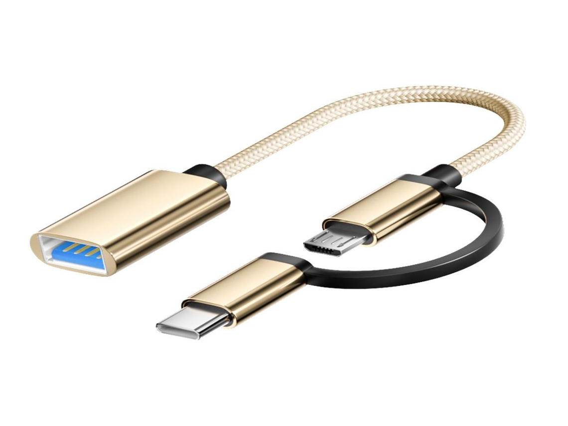 Lurelia Adaptador Otg 2 Em 1 Dourado Robusto