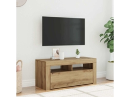 Vidaxl Móvel Tv C/ Luzes Led Derivados De Madeira Carvalho Artisiano