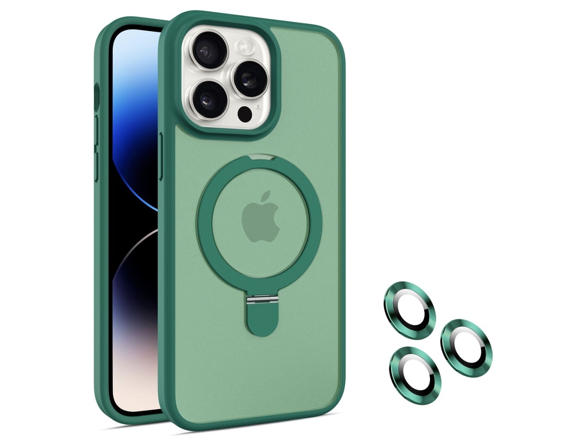 Suporte Casa Para Iphone 14 Pro Max Pele Sintética Magnética Verde