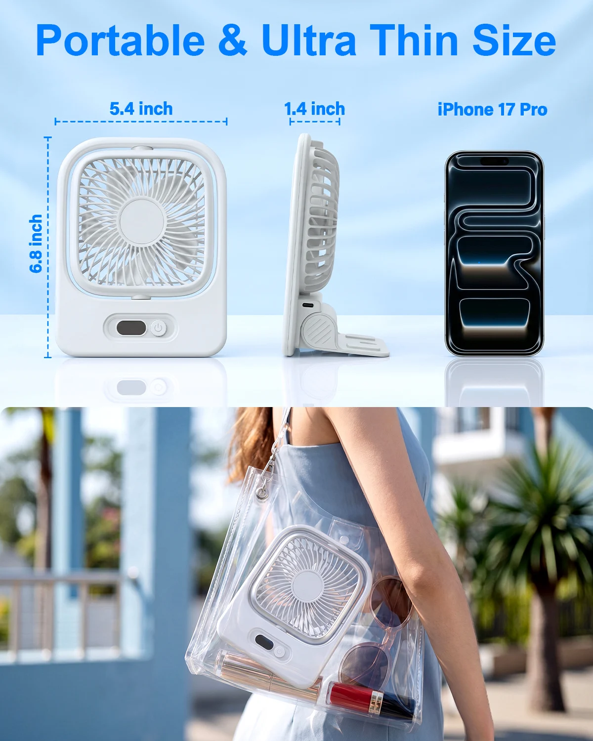 MDUG, ventilador de parede, magnético, recarregável USB, suspenso