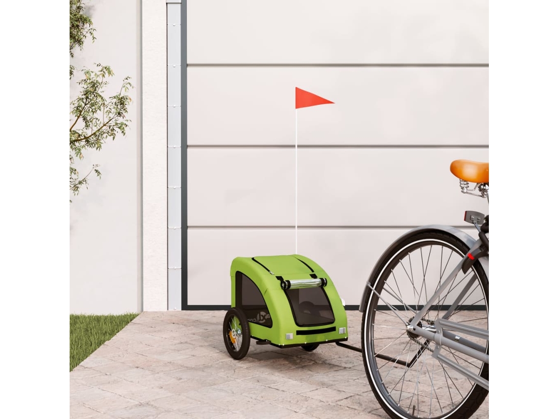 Vidaxl Reboque De Bicicleta P/ Animais Tecido Oxford/ferro Verde