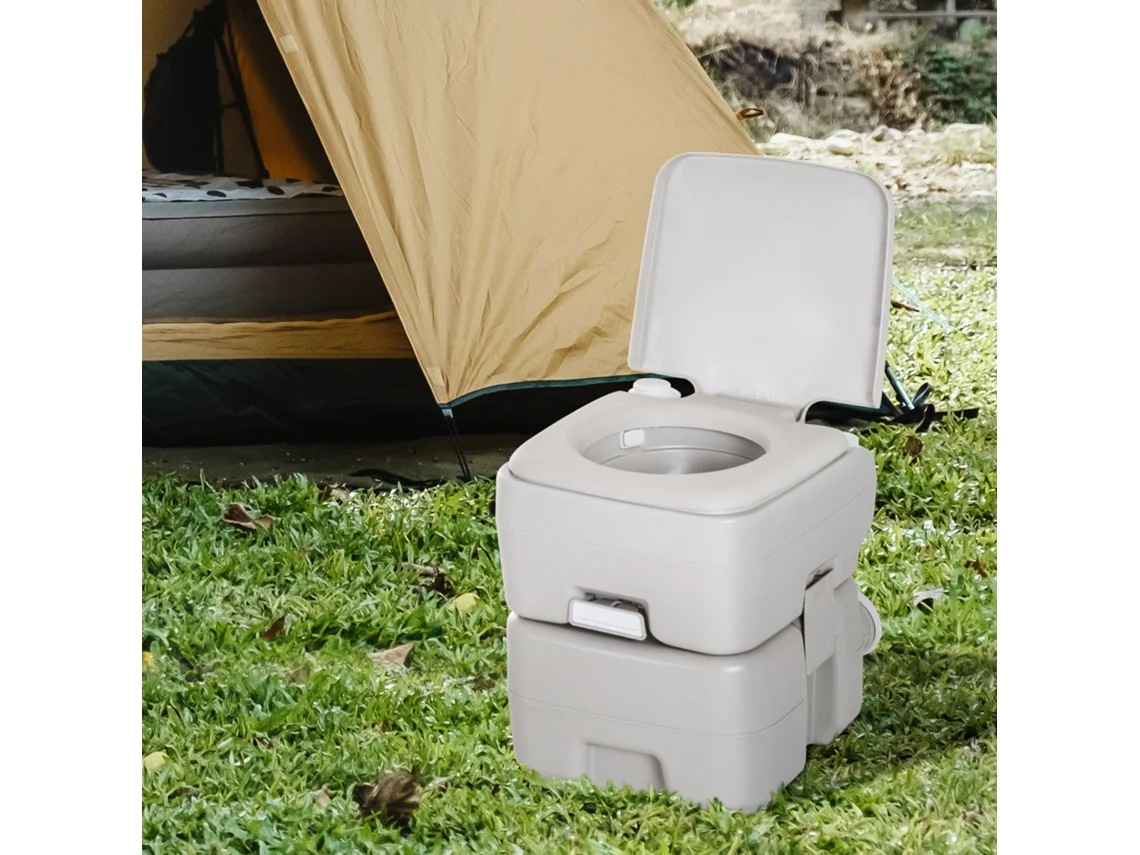 Sanita Portátil 20l com tampa ideal para acampamento viagens e barcos capacidade máxima 147 kg dimensões 41,5x36,5x42 cm cinza claro