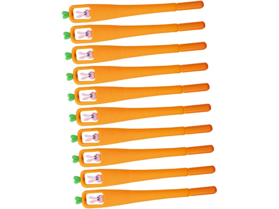 10 Canetas Esferográficas Fofas Em Formato De Cenoura E Coelhinho,