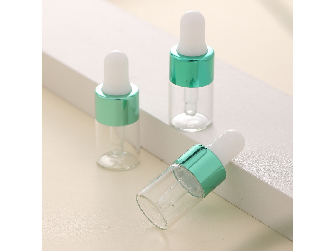3 Mini Frascos Conta gotas de Vidro de 2 Ml, Ecológicos e Reutilizáveis MDUG (verde)