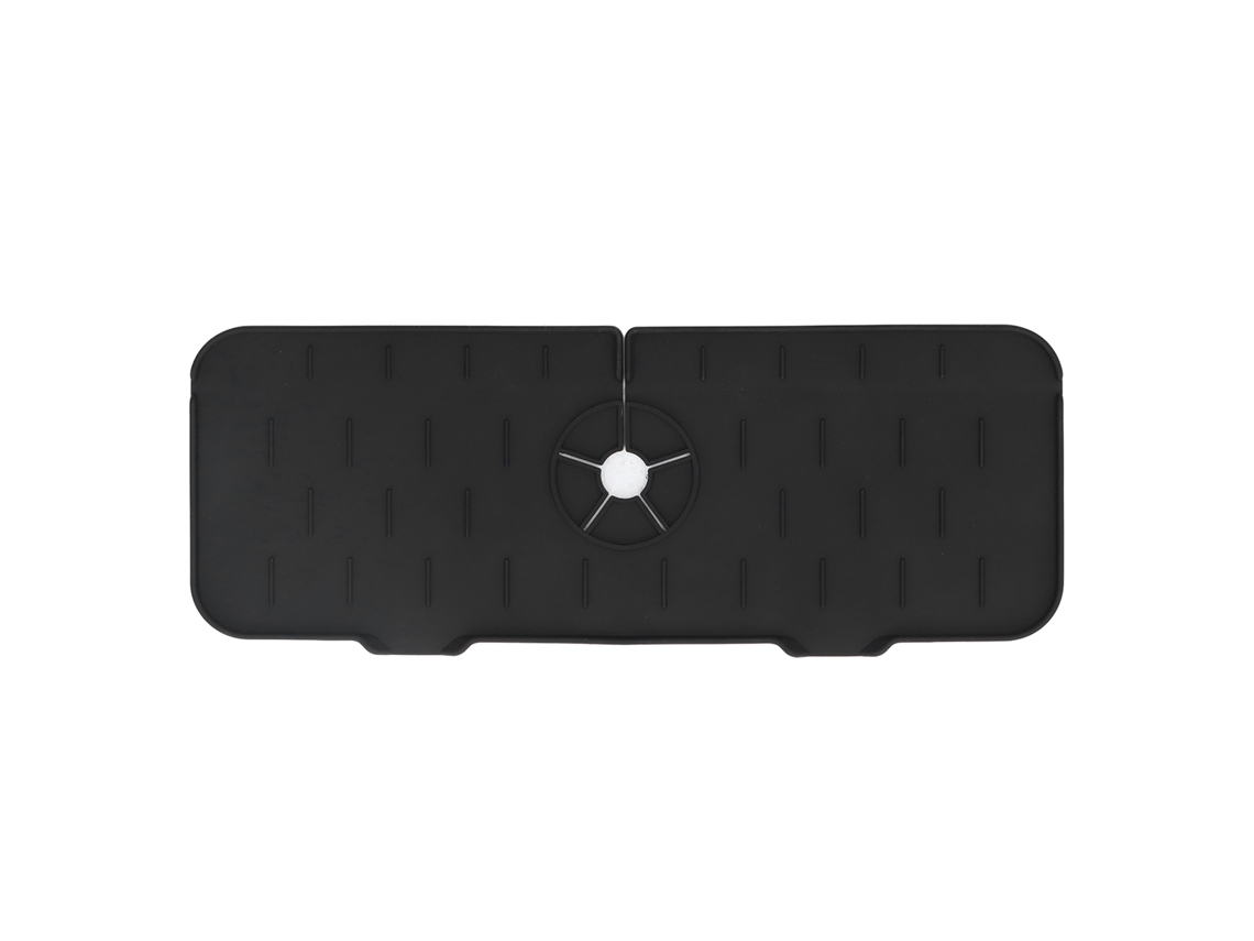 Toalha absorvente para torneira silicone lavável reutilizável coletor de água para cozinha banheiro RV 61x14cm preto