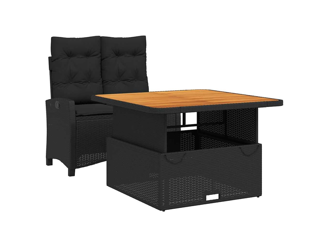Conjunto de 2 Jantares para Jardim com Almofadões Vime Pe Preto MAISON EXCLUSIVE