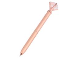 Caneta De Metal Com Pedras Strass Presente Papelaria Escritório (ouro Rosa)