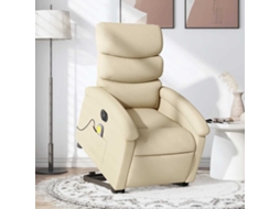 Vidaxl Poltrona Elétrica Elevatória Massagens Tecido Creme