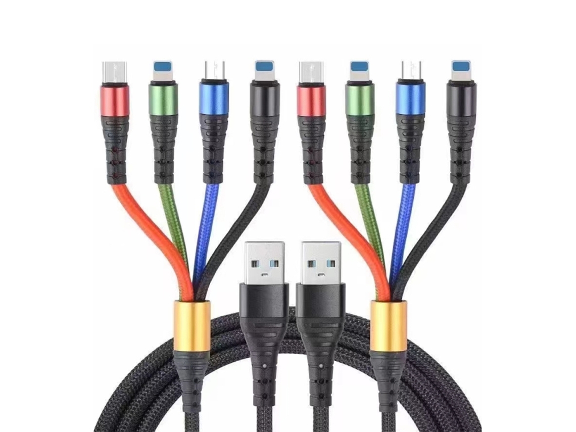 Cabo De Carregamento Usb 4 Em 1 Com 2 Conectores Micro Usb, Usb C E Lightning. Brilvibera