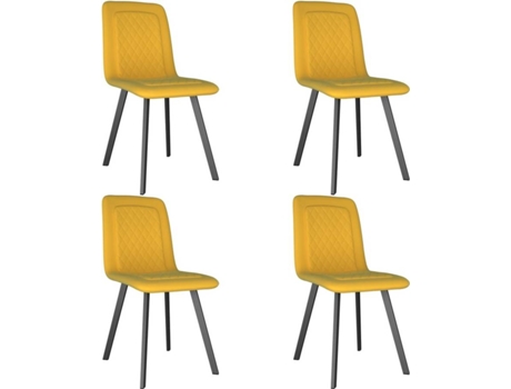 Conjunto 4 Cadeiras de Refeição  279429 Veludo Amarelo