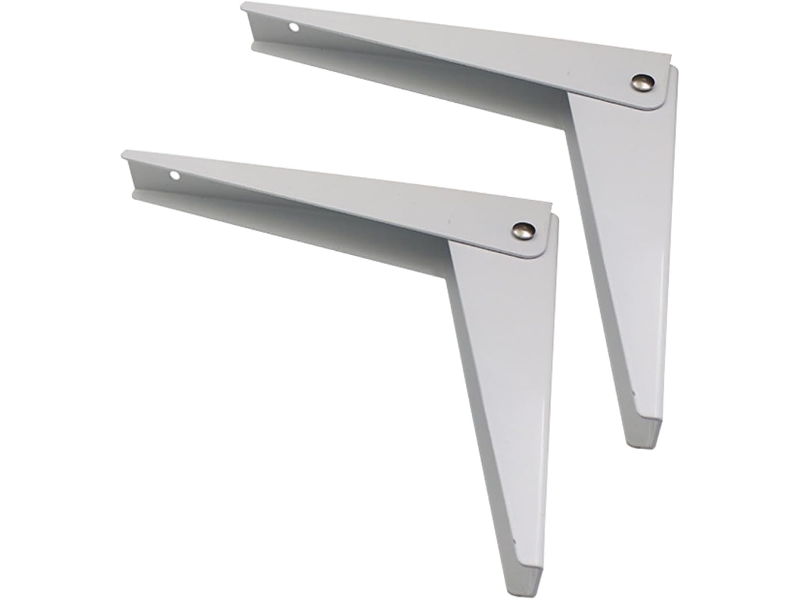 2 Suportes De Parede Em Aço Branco Em Formato De L, Dobráveis, Laminados A Frio.