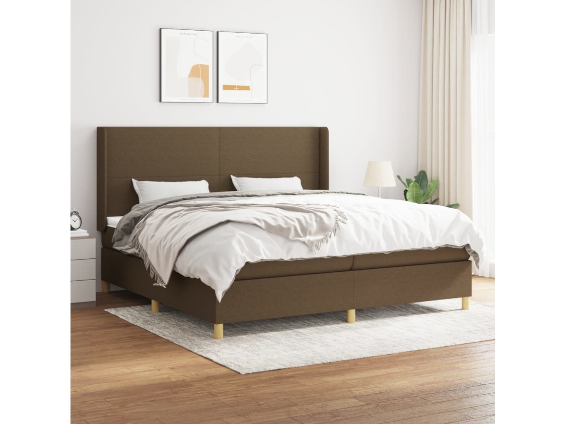 Vidaxl Cama Com Molas/colchão 200x200 Cm Tecido Castanho-escuro