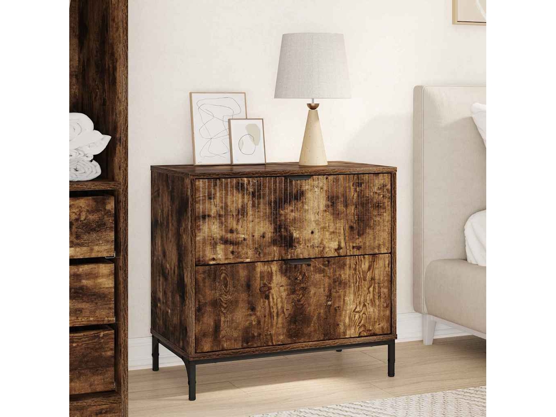 Vidaxl Mesa-de-cabeceira Carvalho Fumado 63.5 X 36 X 61 Cm