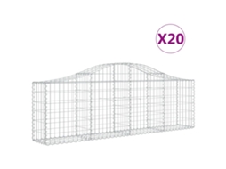 Gabion Basket, Gabion Baskets Vidaxl Prateado Ferro (200 X 30 X 60/80 Cm)