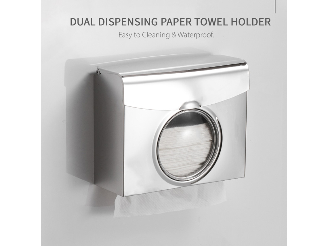 Dispensador de Papel Toalha Parede Aço Inox com Janela Visível