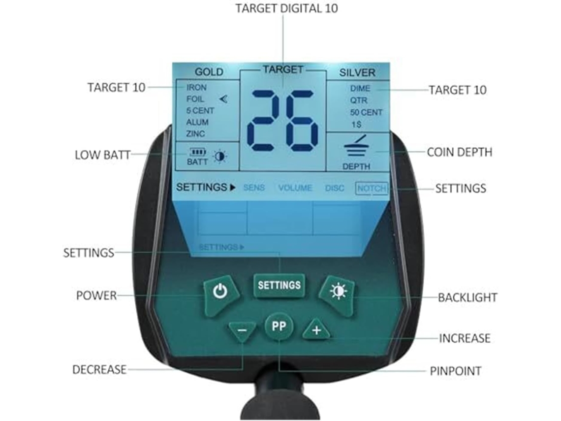 Detector de Metais À Prova D'água para Adultos com Tela Lcd, 4 Modos, Busca de Tesouros Precisa. SFUSHOS