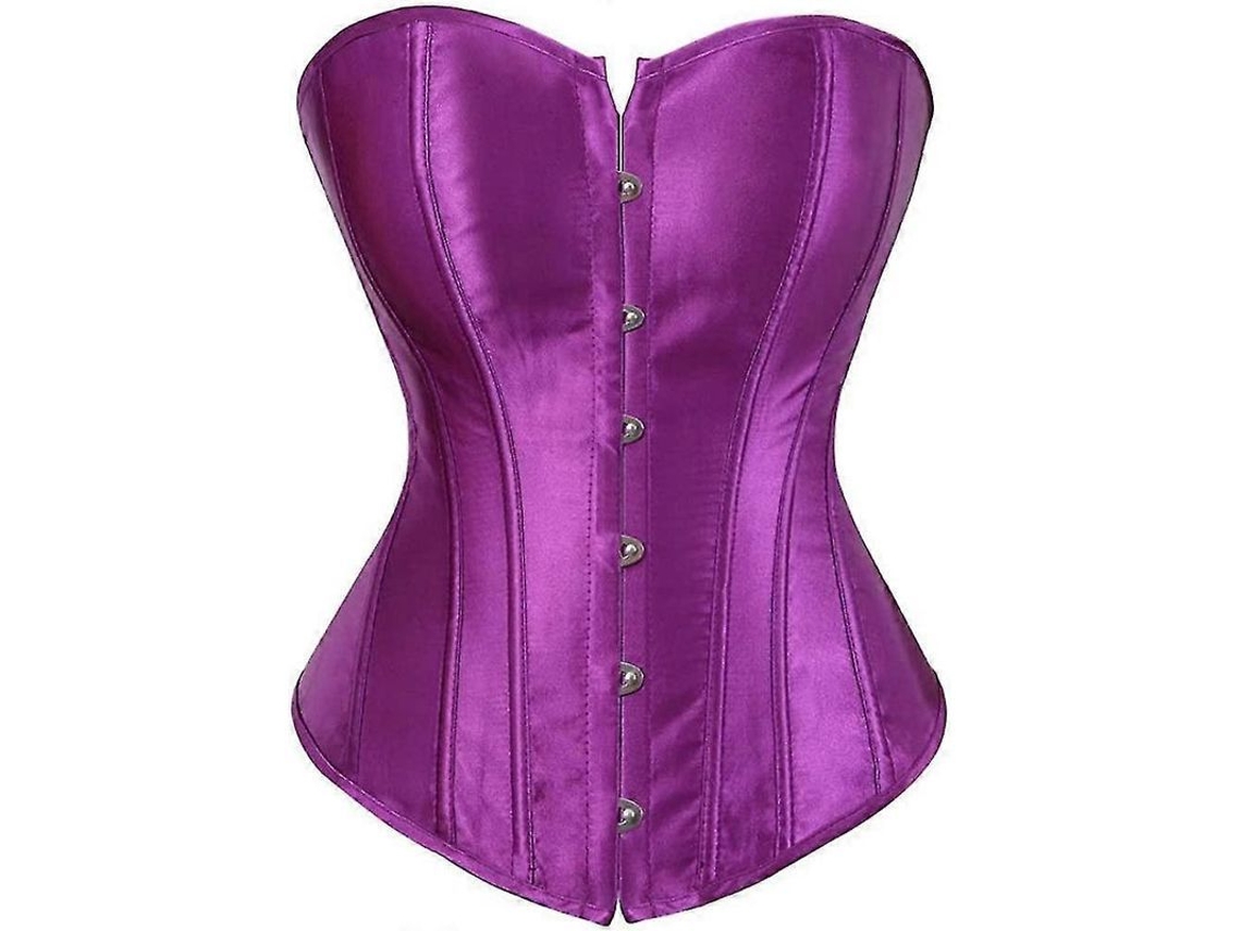 Corset de Seda Burlesque Steampunk com Ossos Ajustável para Festas e Treinamento de Cintura Plus Size Roxo