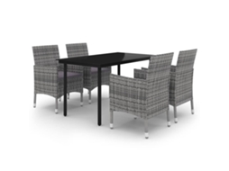 Garden Dining Set, Garden Dining Sets Vidaxl Cinzeto Rattan / Vime (140 Cm Table Length)