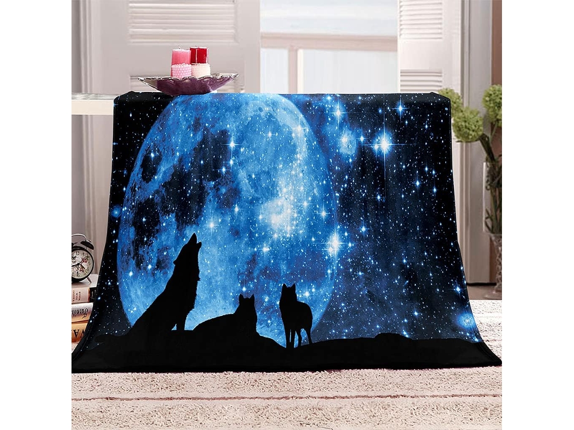Manta de Flanela Fansu Estampa Lobo em 3d Colcha Microfibra Macia e Quente para o Inverno Ideal Sofá Adequada